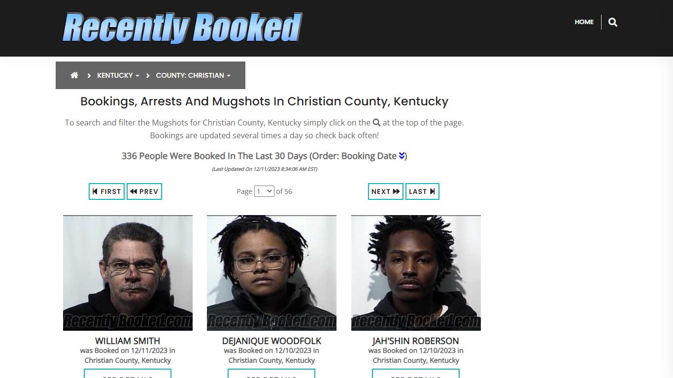 Bookings, Arrests and Mugshots in Christian County, Kentucky